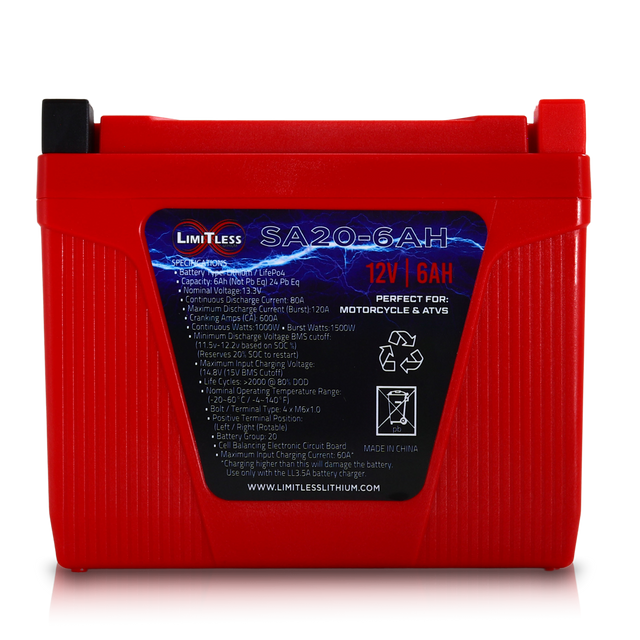 Limitless Lithium Shake Awake 20 Case 6Ah Smart Motorcycle battery