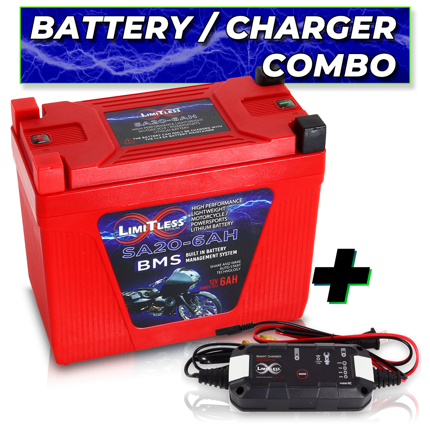 Limitless Lithium Shake Awake 20 Case 6Ah Smart Motorcycle battery